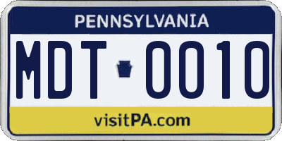 PA license plate MDT0010