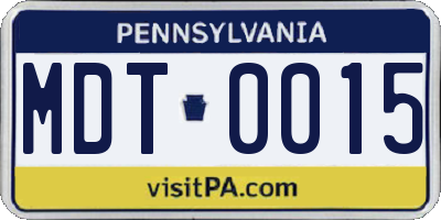 PA license plate MDT0015