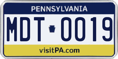 PA license plate MDT0019