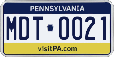 PA license plate MDT0021