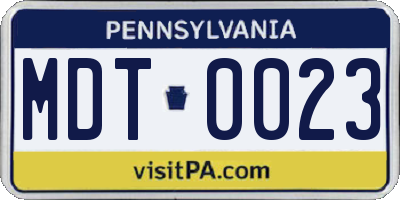 PA license plate MDT0023