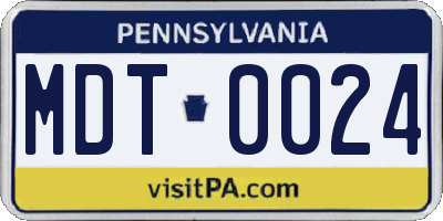 PA license plate MDT0024