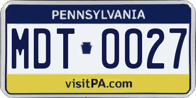 PA license plate MDT0027