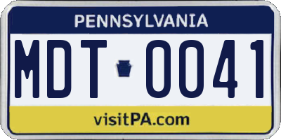 PA license plate MDT0041