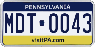 PA license plate MDT0043