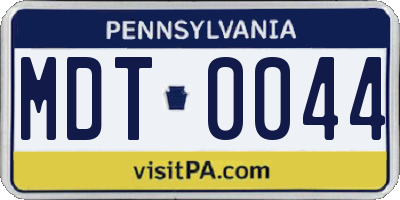 PA license plate MDT0044