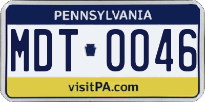 PA license plate MDT0046