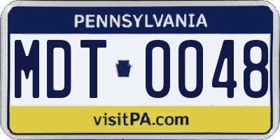 PA license plate MDT0048