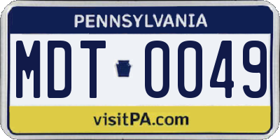 PA license plate MDT0049