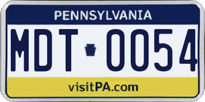 PA license plate MDT0054