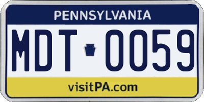PA license plate MDT0059