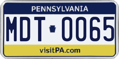 PA license plate MDT0065