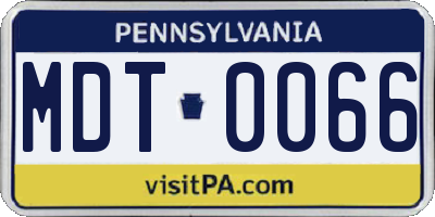 PA license plate MDT0066