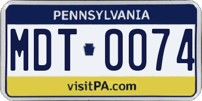 PA license plate MDT0074