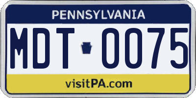 PA license plate MDT0075