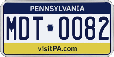 PA license plate MDT0082