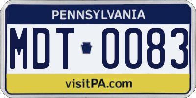 PA license plate MDT0083