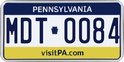PA license plate MDT0084