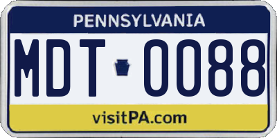 PA license plate MDT0088