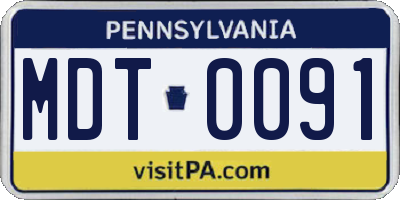 PA license plate MDT0091