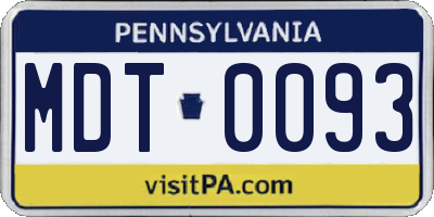 PA license plate MDT0093