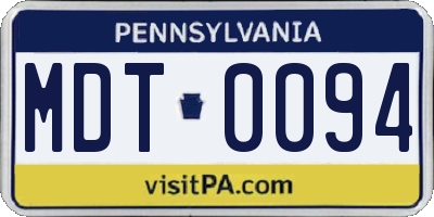 PA license plate MDT0094