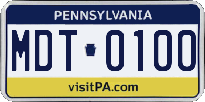PA license plate MDT0100