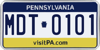 PA license plate MDT0101