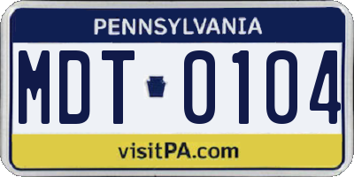 PA license plate MDT0104