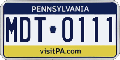 PA license plate MDT0111