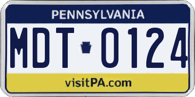 PA license plate MDT0124