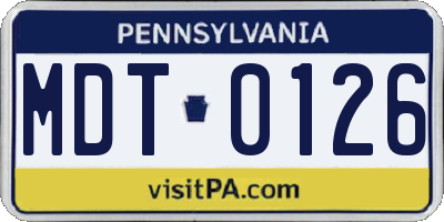 PA license plate MDT0126