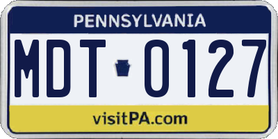 PA license plate MDT0127