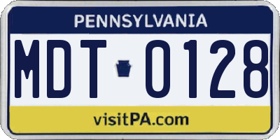 PA license plate MDT0128