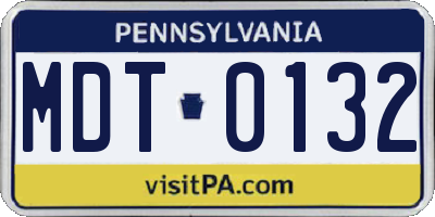 PA license plate MDT0132
