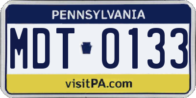 PA license plate MDT0133