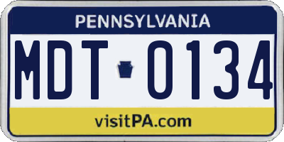PA license plate MDT0134