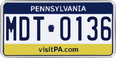 PA license plate MDT0136