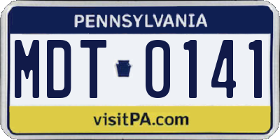 PA license plate MDT0141