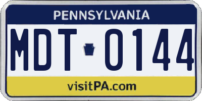 PA license plate MDT0144
