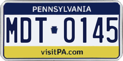 PA license plate MDT0145