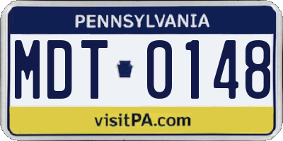 PA license plate MDT0148