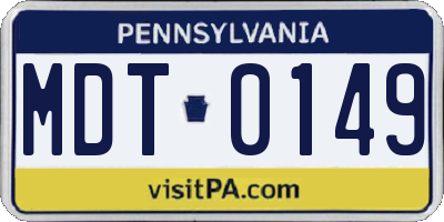 PA license plate MDT0149