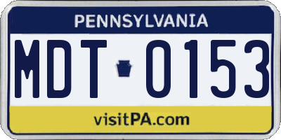 PA license plate MDT0153