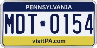 PA license plate MDT0154