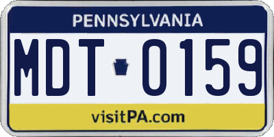 PA license plate MDT0159
