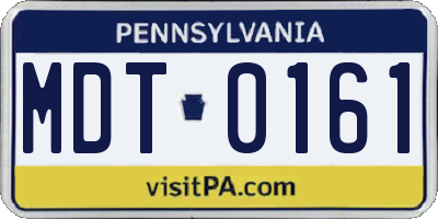 PA license plate MDT0161