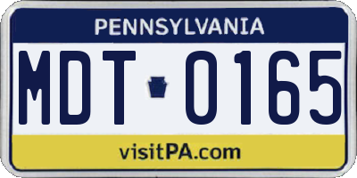 PA license plate MDT0165