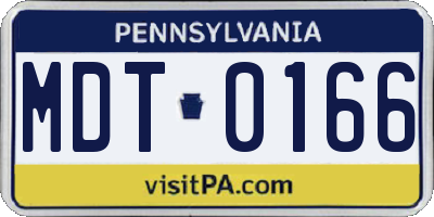 PA license plate MDT0166