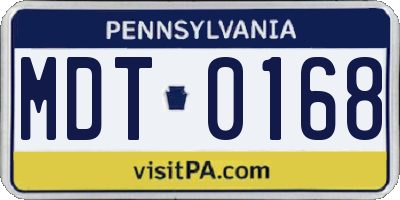 PA license plate MDT0168